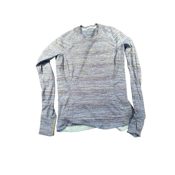Lululemon Runderful Long Sleeve Space Dye Camo Caspian Blue Size 10 - Picture 4 of 5